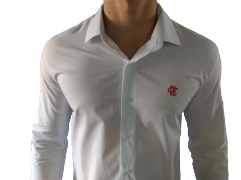 Camisa Social Blusão Oficial Flamengo Branca Hat Trick Licenciado CSFLA5