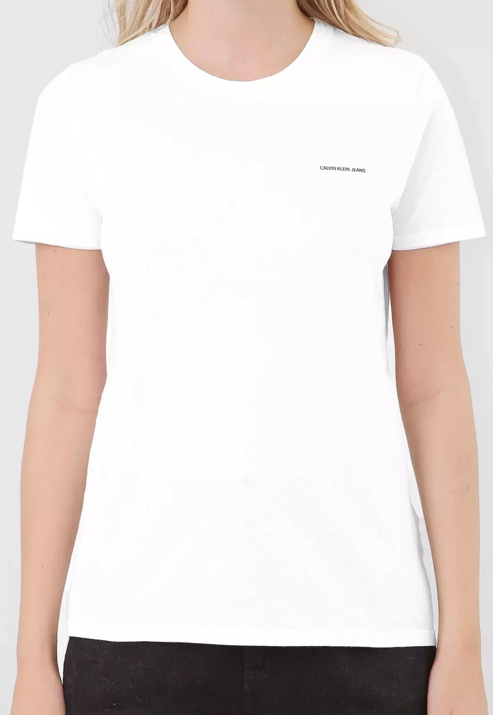 Camiseta Feminina Calvin Klein Jeans Logo Branca CKJF100-0900
