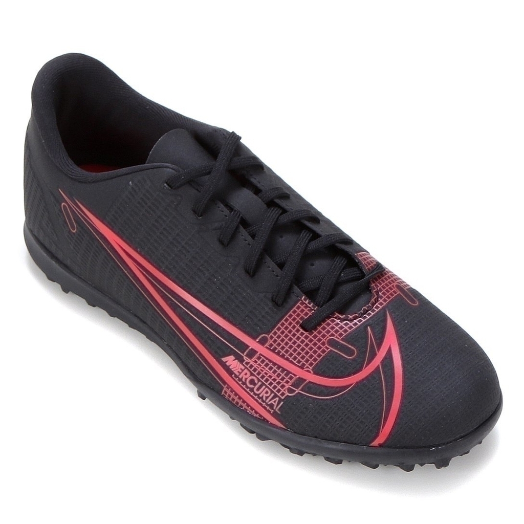 Chuteira Society Nike Mercurial Vapor 14 Club - Preto+Vermelho CV0985-090