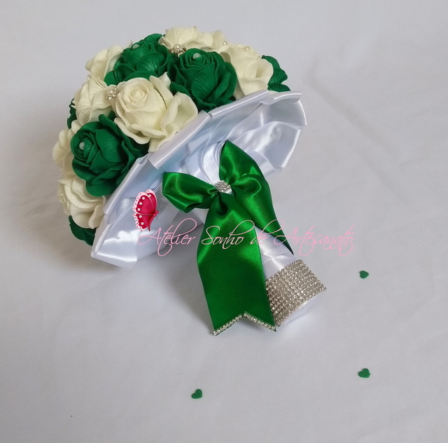 Buquê de noiva (M) - Verde e branco