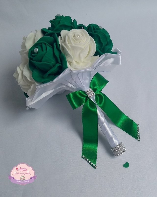 Buquê de noiva (PP) Civil - Verde e branco