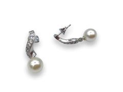 Aros Perla Tira Torzada Micro Pavé - comprar online