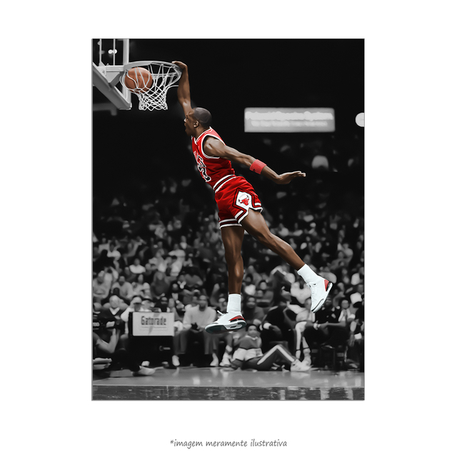 Conjunto 3 Quadros Decorativos Michael Jordan Ilustração Enterrada