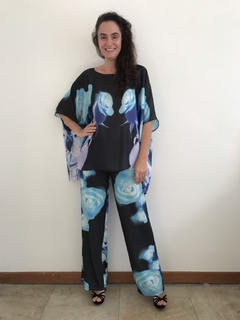 Camiseta Maxi Morcego Cetim Hortênsia Azul  - comprar online
