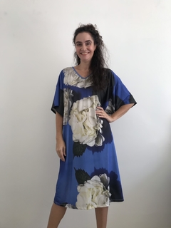 Vestido T Gola V Jersey Hortênsia Azul   - comprar online