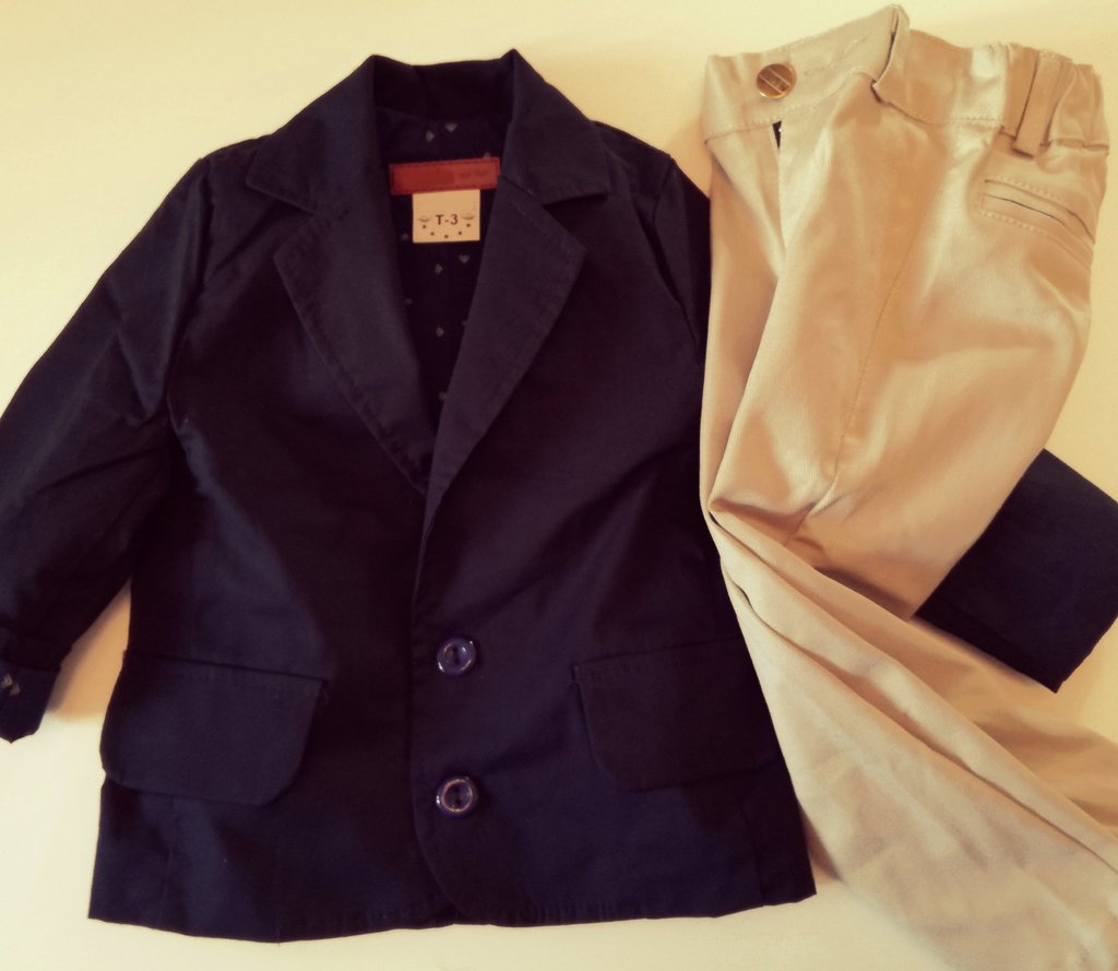 Traje para bautismo fiesta saco blazer pantalon de vestir gabardina semi  elastizado