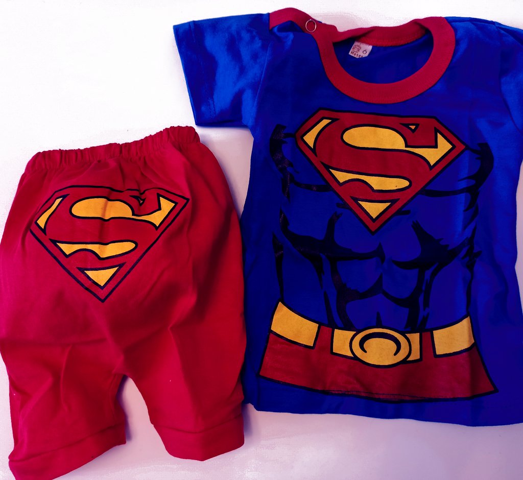 Set Disfraz superman liga de la justicia short y remera 100% algodon