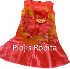 Vestido de buhita pjmask heroes en pijamas con gran volado