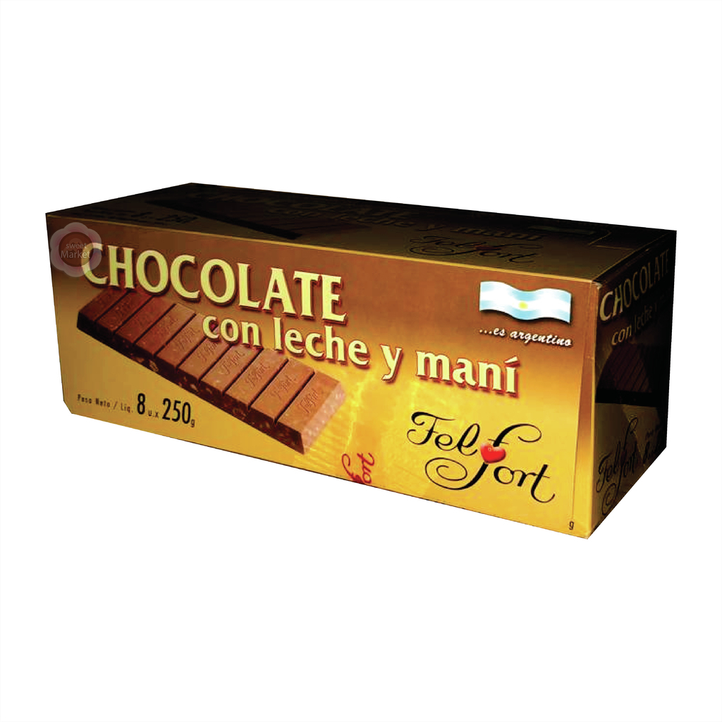 8 Unidades Chocolate Con Maní Felfort X250g