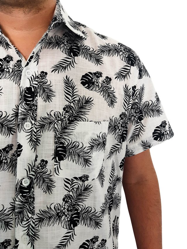 Camisa Branca Estampada Masculina - PhiPhi Camisaria