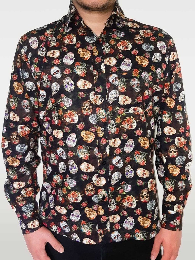 camisa social caveira mexicana