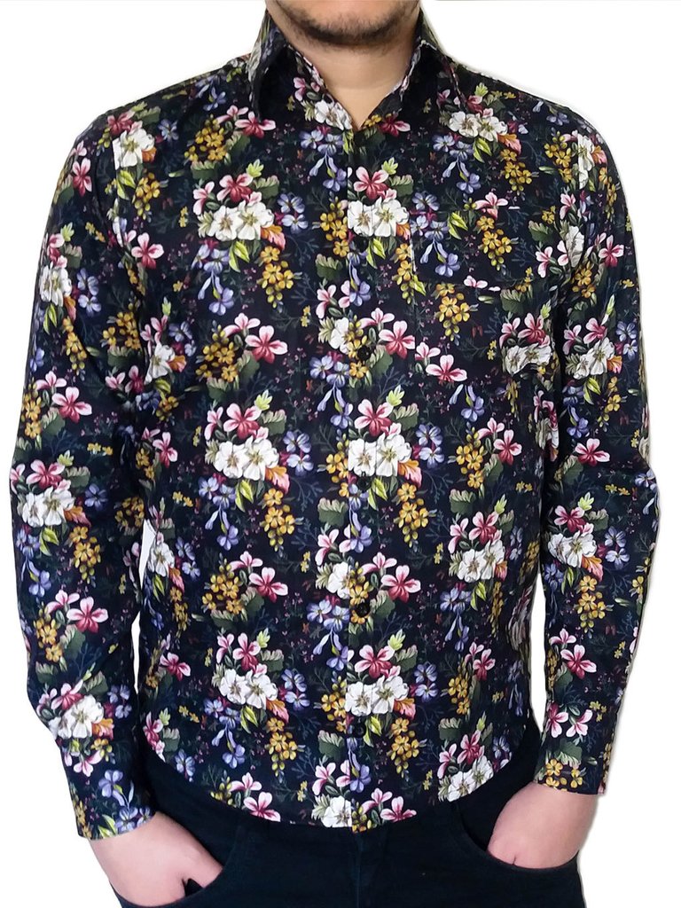 camisa florida manga comprida