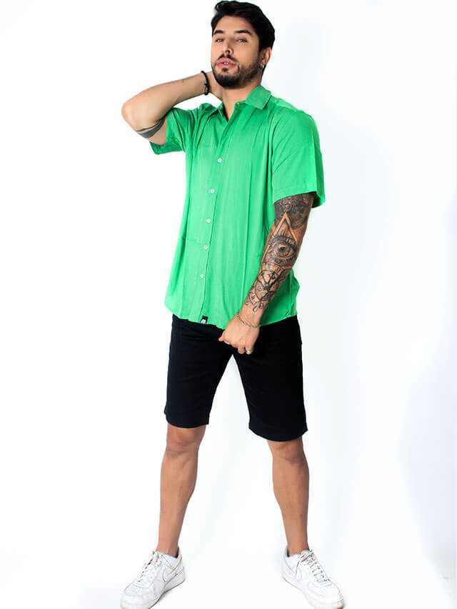 Camisa Verde Militar Masculina - Phiphi Camisaria