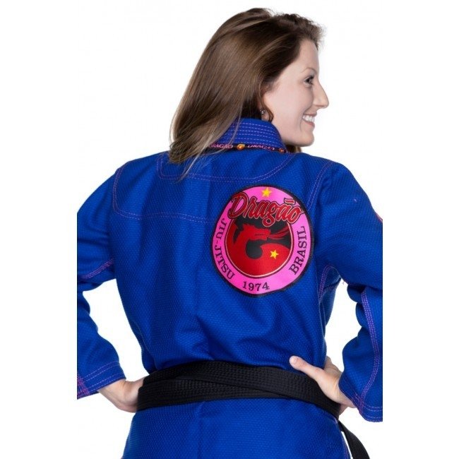 Kimono DRAGÃO Jiu Jitsu FEMININO COMBAT AZUL