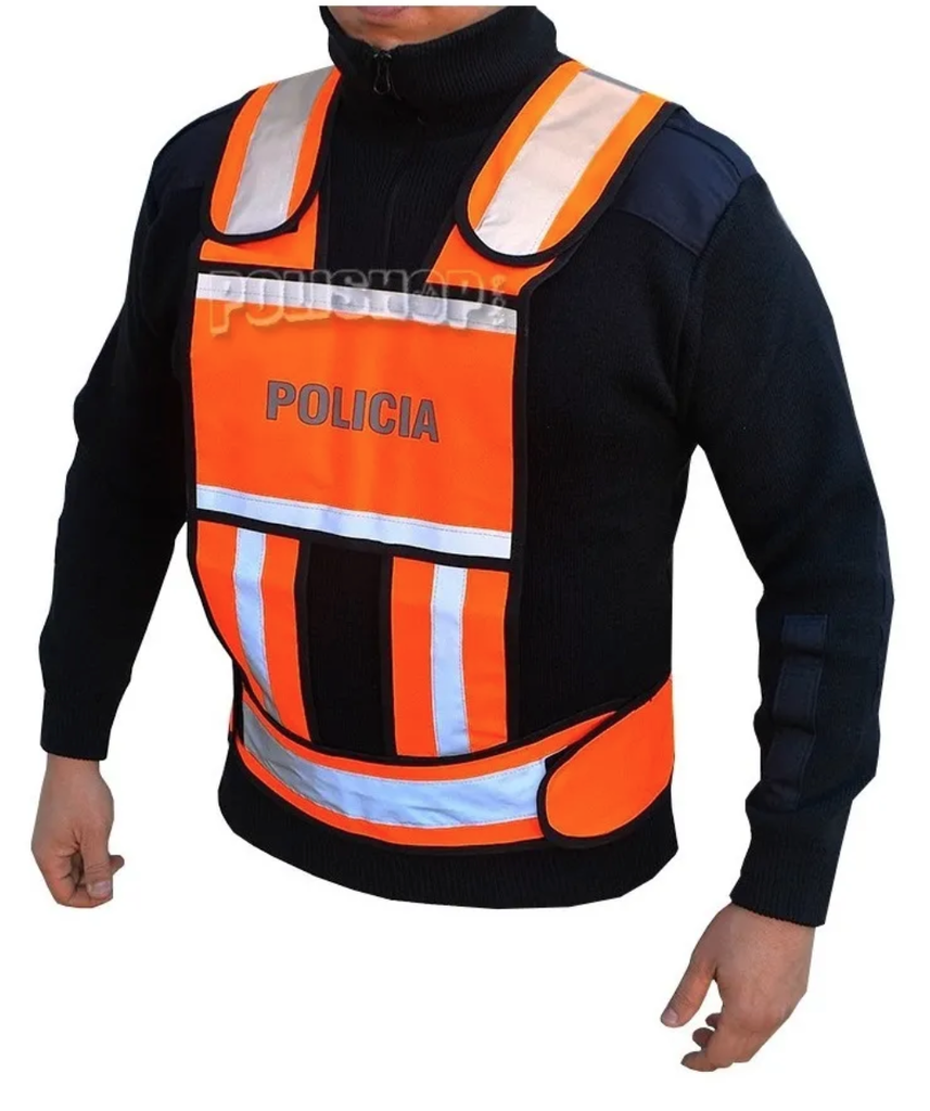 Chaleco Policia Tipo Arnes Refractario Naranja