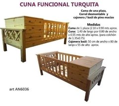 Cama Cuna Funcional Turquita - Madera Maciza( ART CHA6036)