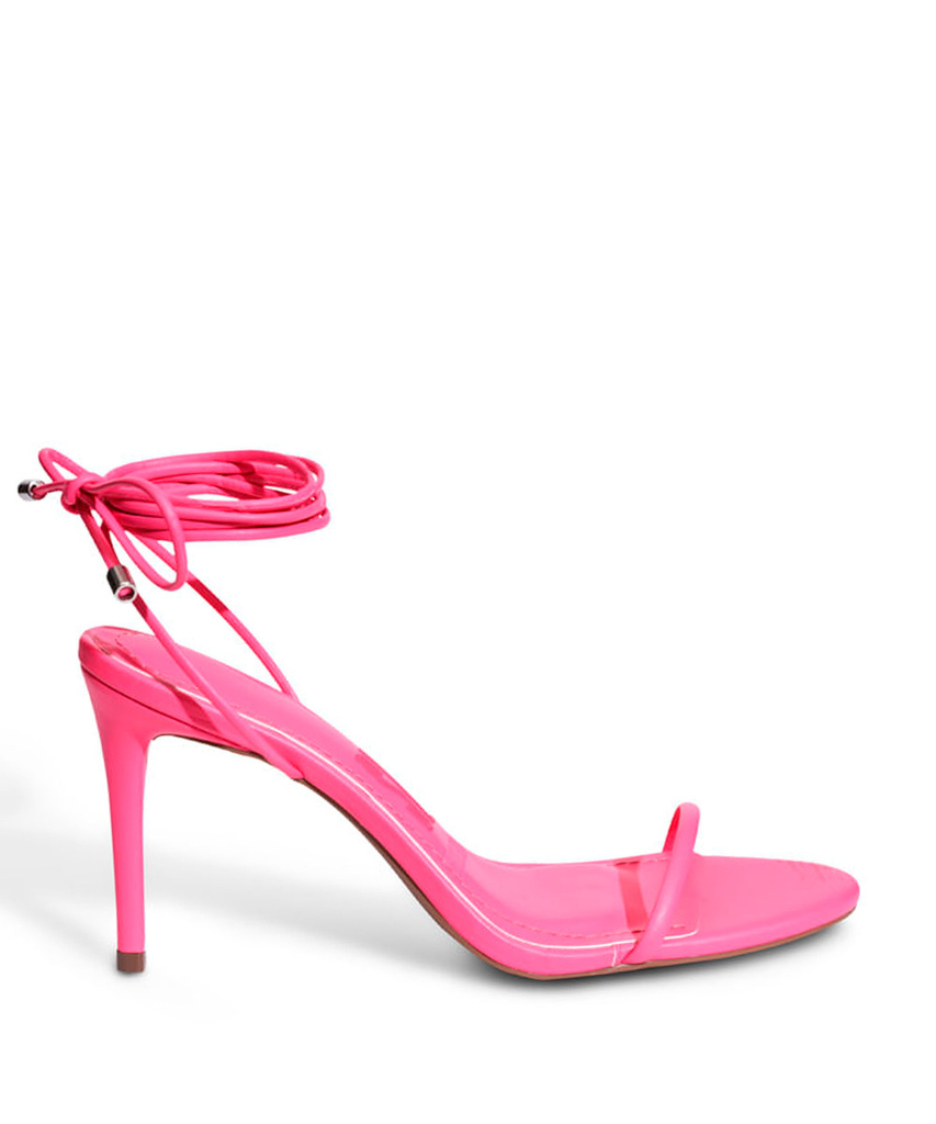 sandália santa lolla rosa neon salto alto fino amarração - urbanna - 0110.302e.018a.0147