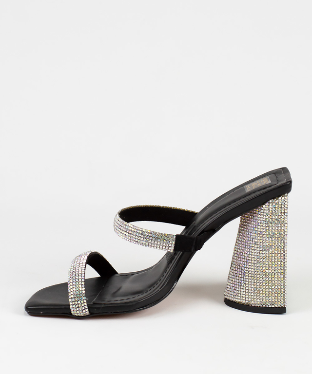 Tamanco Santa Lolla Preto Strass Salto Alto Grosso | Urbanna