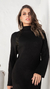 Vestido curto tricot bordado a mão gola louvre preto on internet