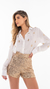Camisa crepe de seda bordada a mão gold - buy online