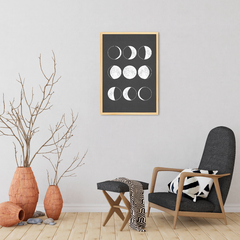 Quadro Decorativo Boho, Chalk Moon Phases