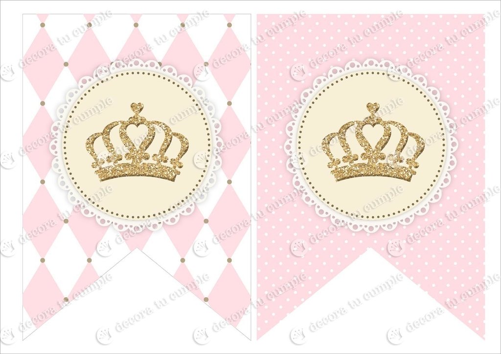 Kit Imprimible Corona Princesa Rosa Decora Tu Cumple