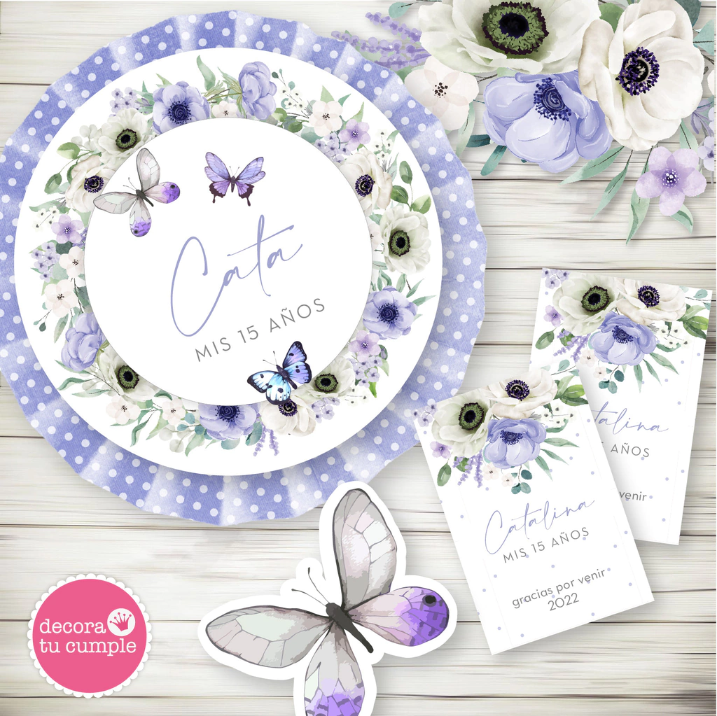 libro de bolsillo manga Búsqueda Kit imprimible flores y mariposas acuarela lila