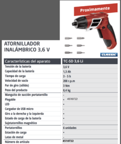 Atornillador a Bateria Einhell TC-SD 3,6Li