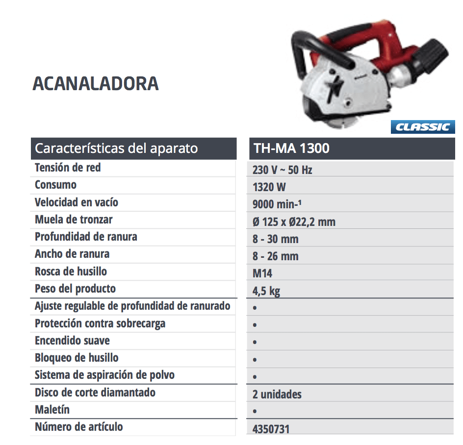 Acanaladora De Muros Einhell Th Ma 1300 13watts Doble Disco Acanaladora De Muros Einhell Th Ma 1300 13watts Doble Disco