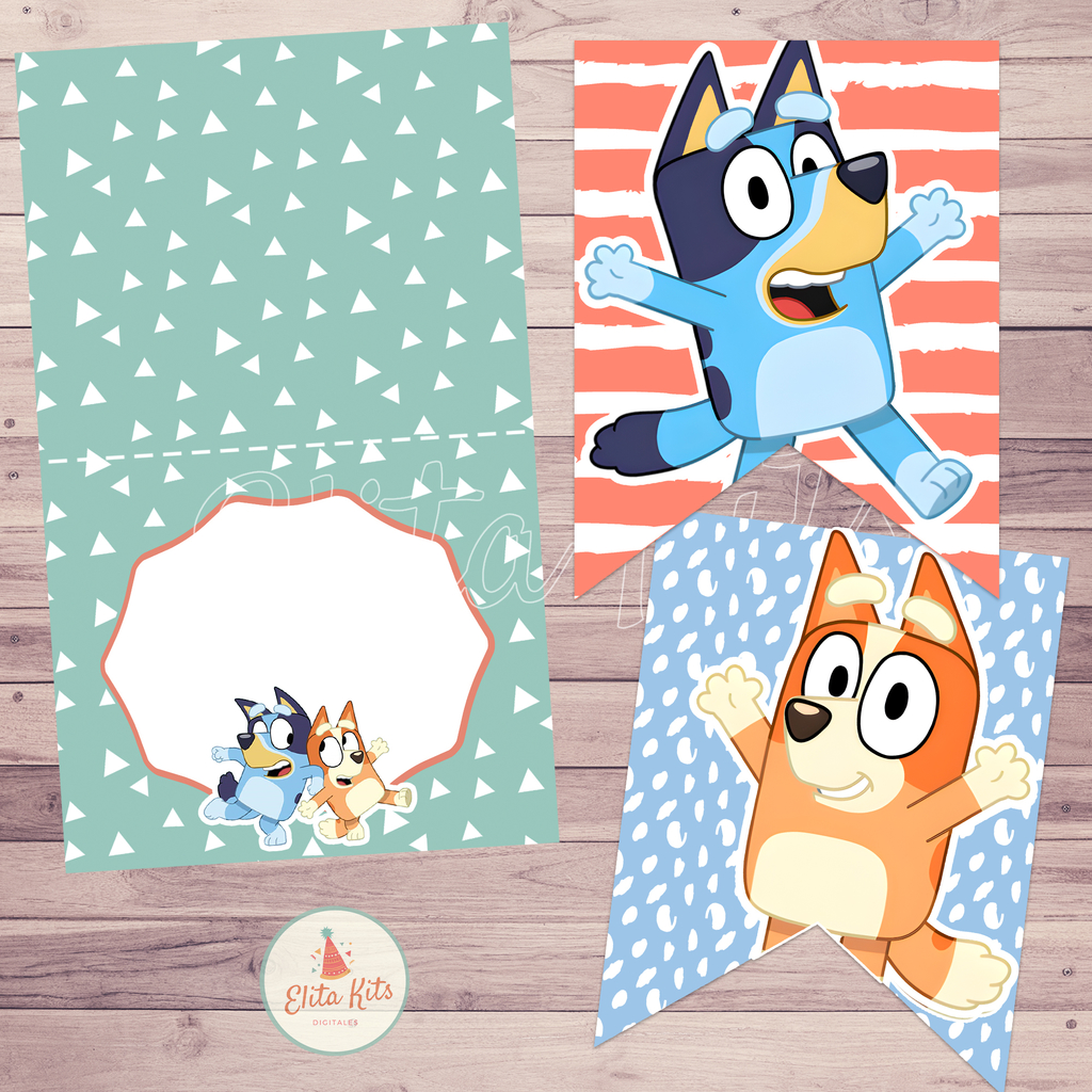 Kit imprimible Bluey Varón, personalizado