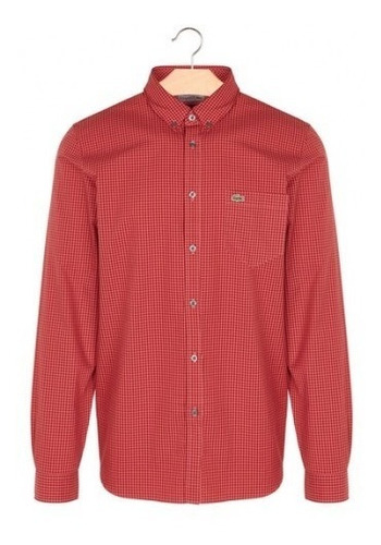 Camisa Lacoste Hombre Manga Larga Cuadrille Rojo Ch0483