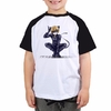 Camiseta Raglan Miraculous Cat Noir Infantil 003 Tam 8 Ao 14