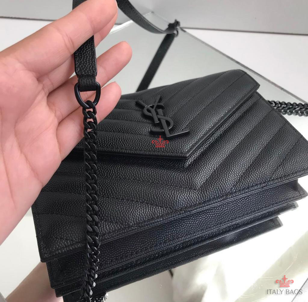 ysl all black envelope bolsa