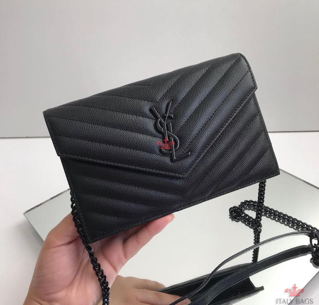ysl all black envelope bolsa