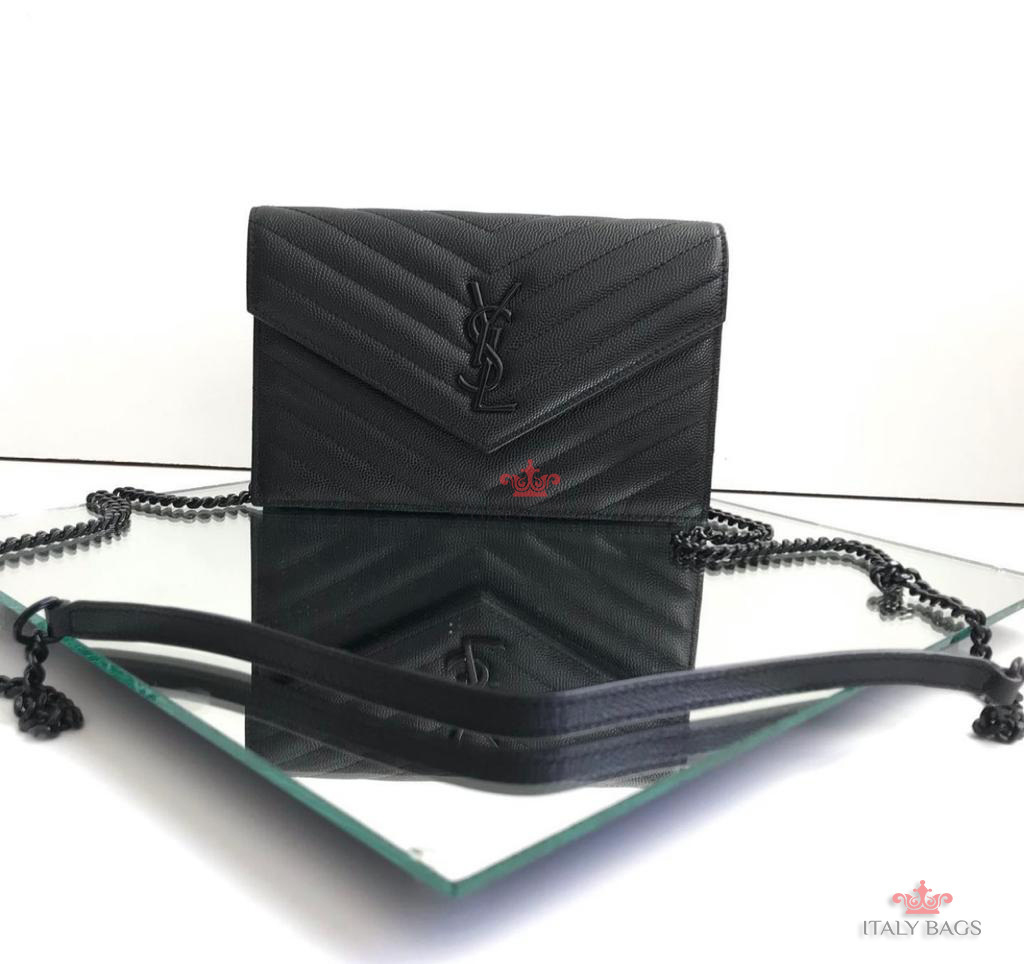 ysl all black envelope bolsa