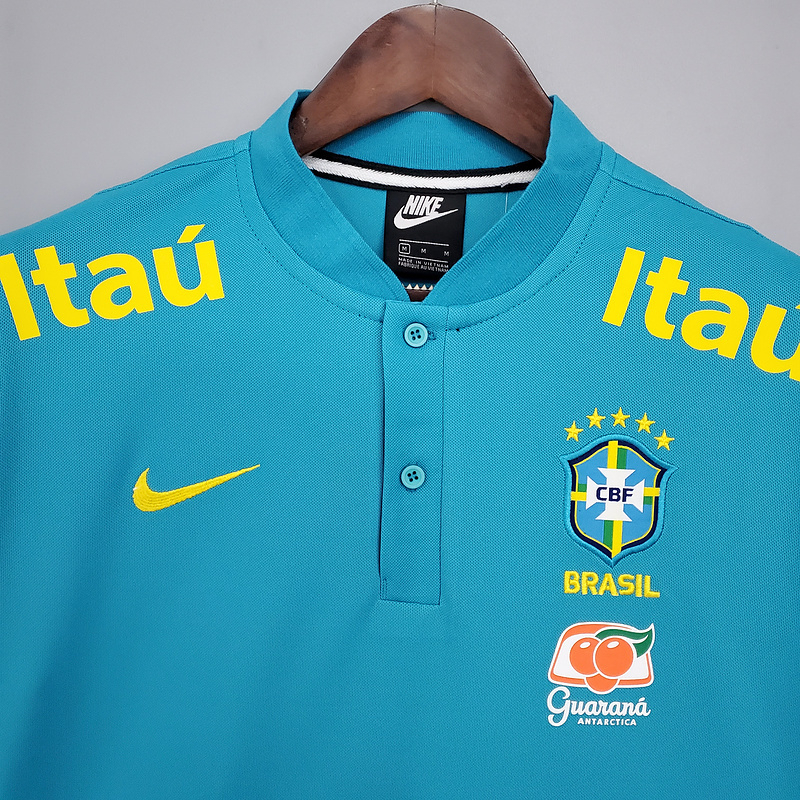 Camisa Polo Brasil Brasil Treino Azul 21/22 S/N° Torcedor Masculina