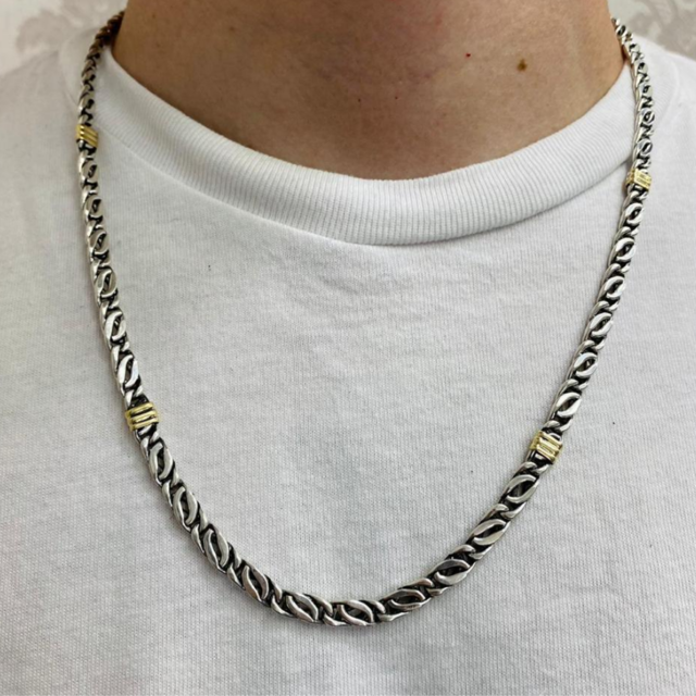 Cadena Juliana 5mm Plata 925 y Oro Cierre Marinero