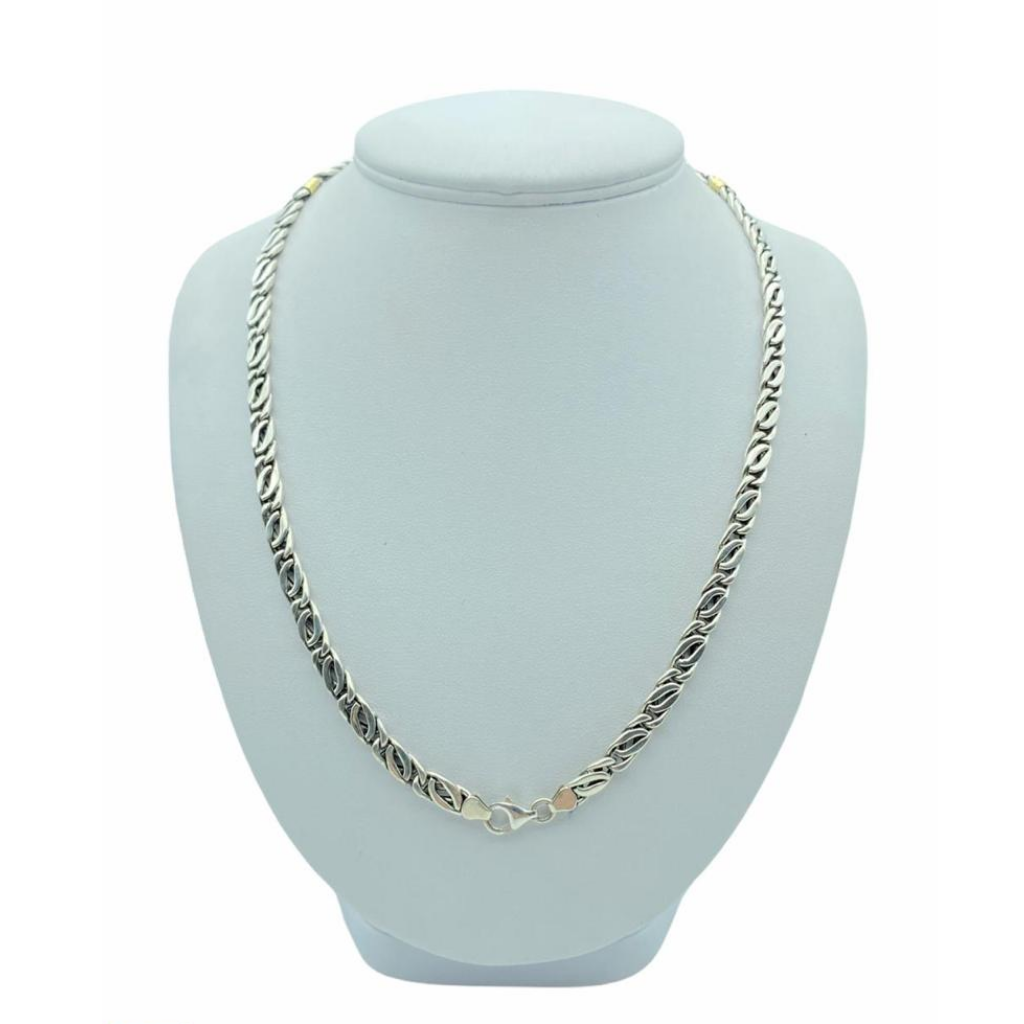 Cadena Juliana 5mm Plata 925 y Oro Cierre Marinero