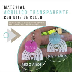 Llaveros de acrílico transparente con dije de color