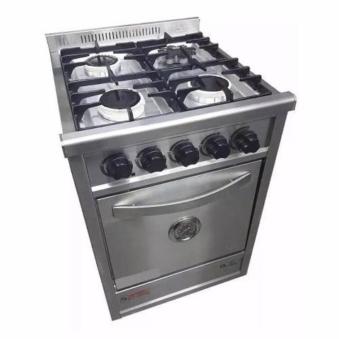 Cocina Industrial Fornax 55cm 4 Hornallas Puerta Acero