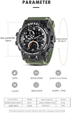 Relógio Militar Esporte masculino SMAEL 8011 à prova d´ água - buy online