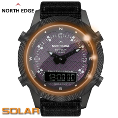 Relógio Digital NORTH EDGE Energia Solar À Prova Água 50m Militar PRETO