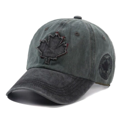 Boné unissex algodão lavado vintage Canadá grande folha de bordo bordado boné de beisebol masculino e feminino chapéus