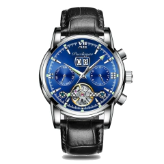 Relógio de Pulso Masculino POEDAGAR 805 Automático Pulseira de Couro