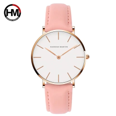 Relógio de Pulso Feminino Hannah Martin CB36 À Prova D'Água Pulseira de Couro na internet