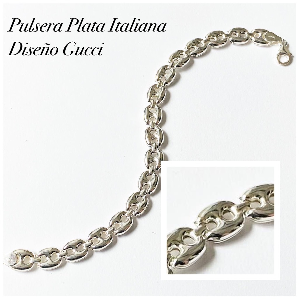 Pulsera Plata Estilo Gucci inflada italiana 9975