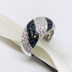 Anillo plata y cúbics Negros y blancos 7877 - comprar online