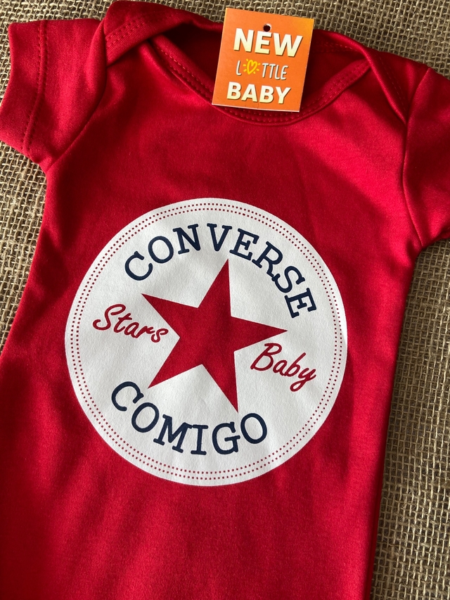 Body Converse Azul Vermelho - New Little Baby