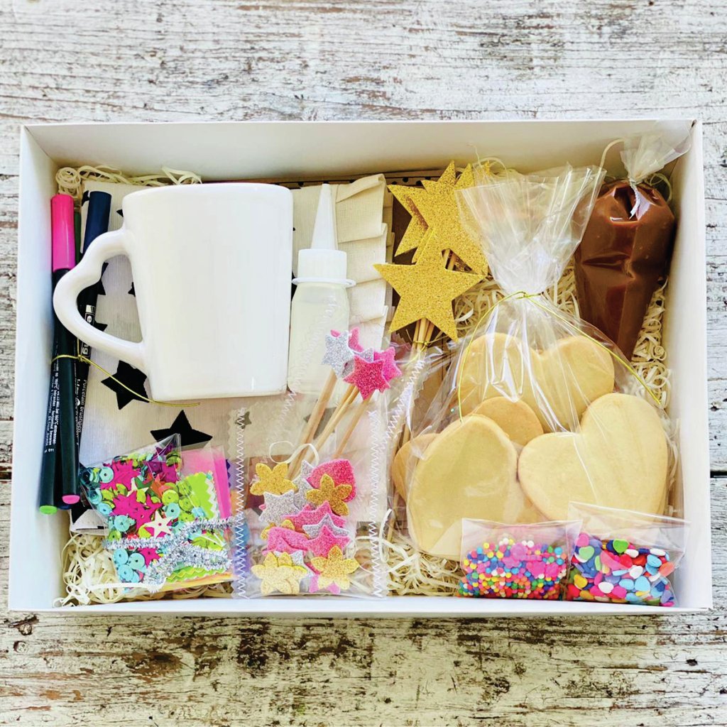 Box regalo sorpresa taza para pintar, crear tarjeta y decorar cookies por  pedido