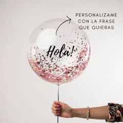 Burbuja Glitter Personalizada inflada con helio